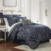 Waterford Vaughn 6 Piece Comforter Set, Queen In Navy/gold