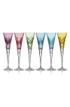 Waterford Winter Wonders Set Of 6 Crystal Flutes In Pink Multi