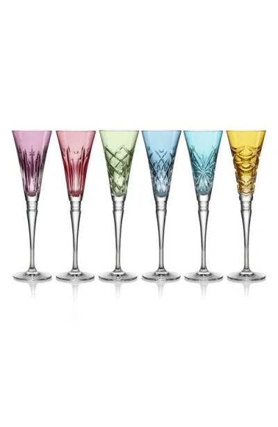 Waterford Winter Wonders Set Of 6 Crystal Flutes In Pink Multi
