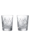 Waterford Winter Wonders Snowflake Set Of 2 Lead Crystal Double Old Fashioned Glasses In Transparent
