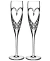 Waterford True Love Set Of 2 Lead Crystal Champagne Flutes In No Color