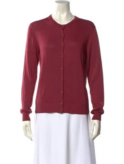 Pre-owned Wathne Silk Crew Neck Sweater In Burgundy