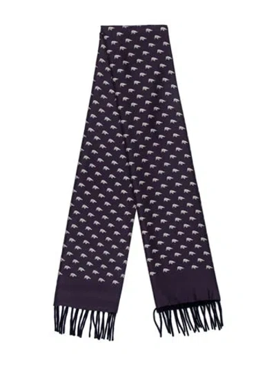 Pre-owned Wathne Silk Printed Scarf In Blue