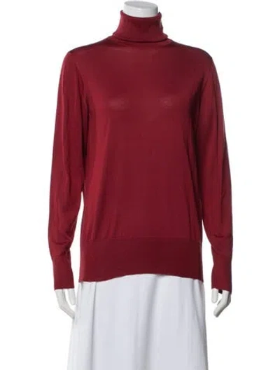 Pre-owned Wathne Silk Turtleneck Top In Red