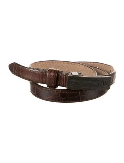 Pre-owned Wathne Skinny Lizard Belt In Brown