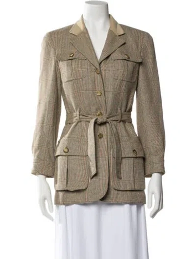 Pre-owned Wathne Wool Plaid Print Blazer In Multi