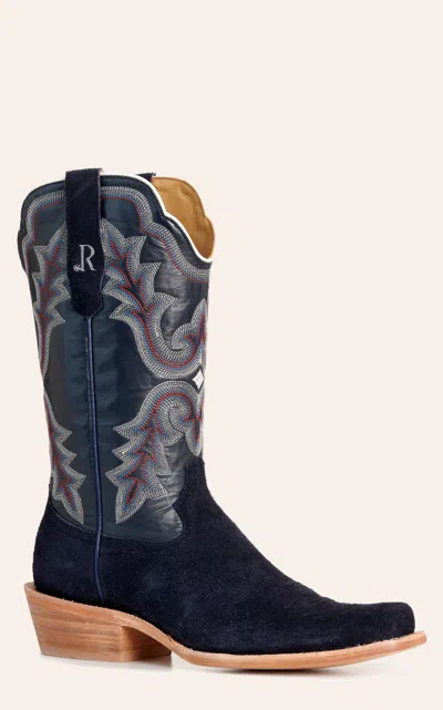 Watson R.  Men's Blue & Black Roughout Narrow Square Toe Cowboy Boots In Multi