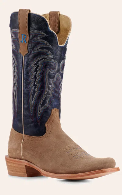Watson R.  Men's Cafe Brown Boar And Blue Punchy Square Toe Cowboy Boots In Multi