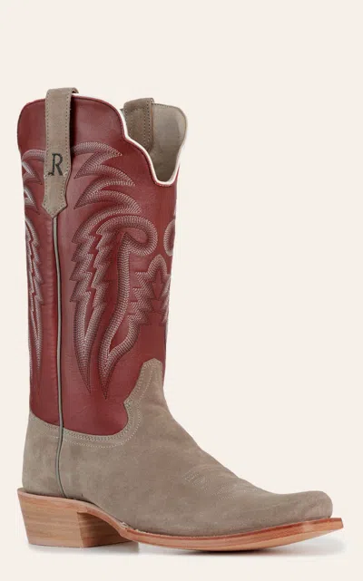 Watson R.  Men's Dark Cherry And Charcoal Roughout Narrow Square Toe Cowboy Boots In Brown