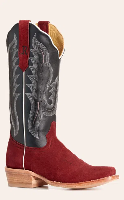 Watson R.  Women's Rhubarb Roughout Narrow Square Toe Cowboy Boots In Red