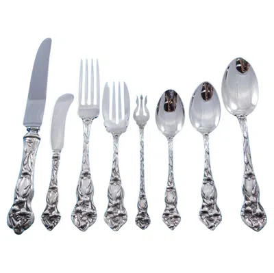 Pre-owned Watson Silver Lily By Watson Sterling Silver Flatware Set For 8 Service 73 Pieces Floral