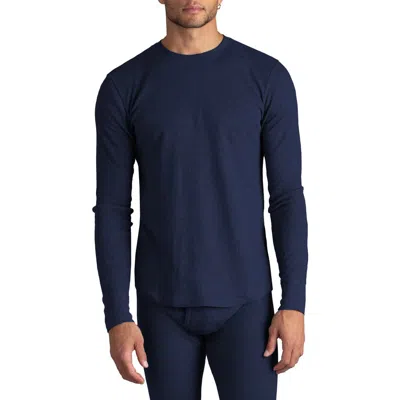 Watson's Waffle Long Sleeve Thermal Crew In Blue