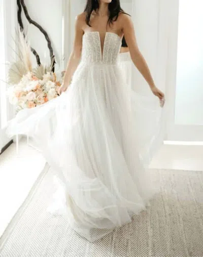 Watters Aeryn Beaded Strapless Wedding Gown In Ivory/blush In White