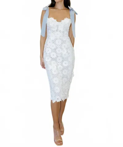 Watters Ambrosia Midi Dress In White In Blue