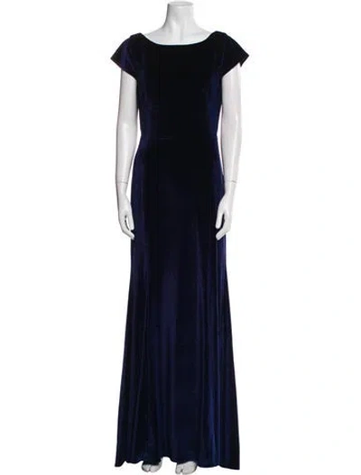 Pre-owned Watters Bateau Neckline Long Dress In Blue