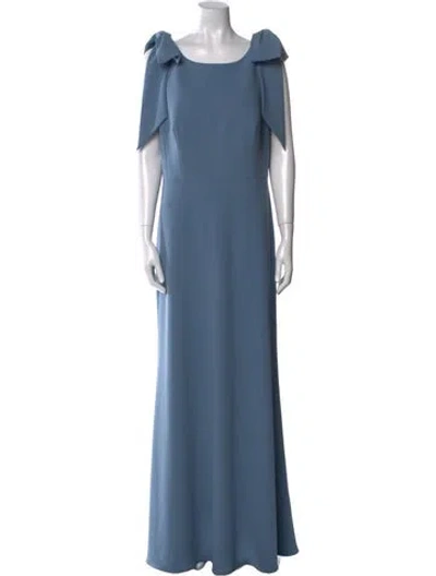 Pre-owned Watters Bateau Neckline Long Dress In Blue