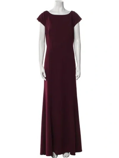 Pre-owned Watters Bateau Neckline Long Dress In Burgundy