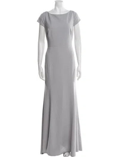Pre-owned Watters Bateau Neckline Long Dress In Gray