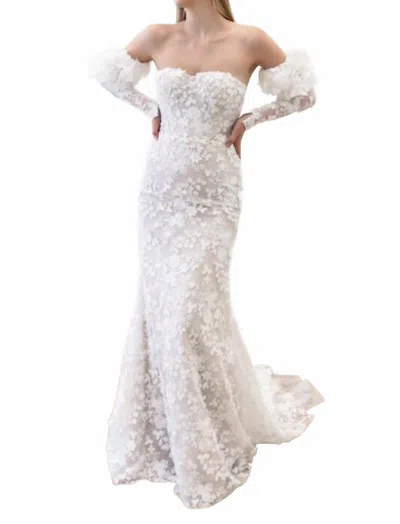 Watters Cecilia Detachable Sleeve Lace Wedding Dress In Ivory/blush In Neutral
