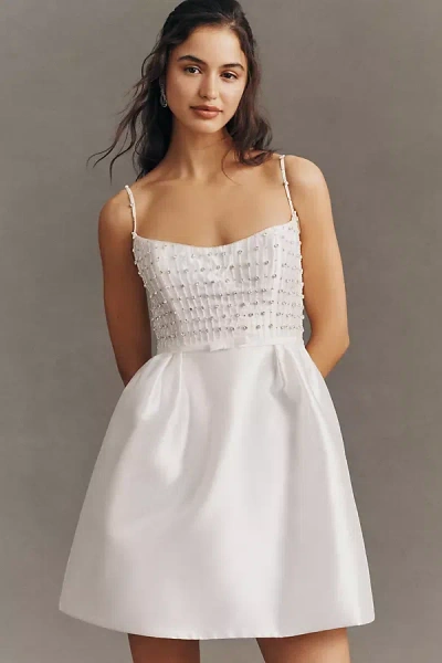 Watters Cora Rhinestone Mini Dress In White