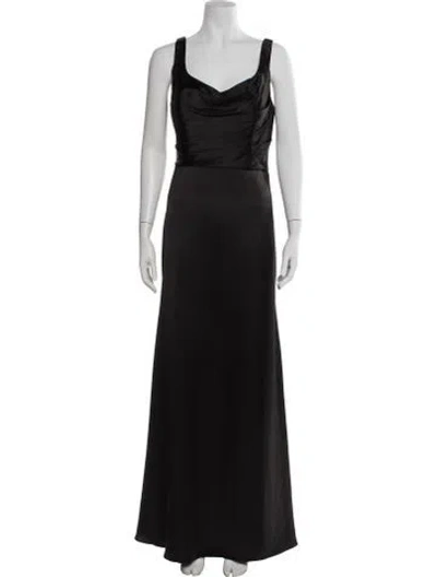 Pre-owned Watters Cowl Neck Long Dress In Black