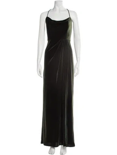Pre-owned Watters Cowl Neck Long Dress In Black