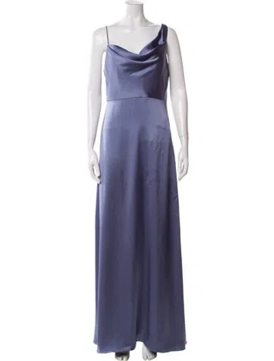 Pre-owned Watters Cowl Neck Long Dress In Blue