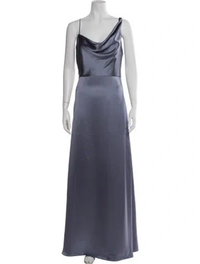 Pre-owned Watters Cowl Neck Long Dress In Blue