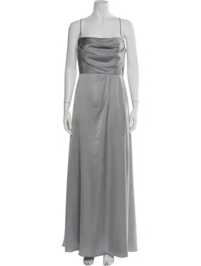 Pre-owned Watters Cowl Neck Long Dress In Blue