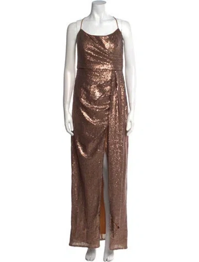 Pre-owned Watters Cowl Neck Long Dress In Brown
