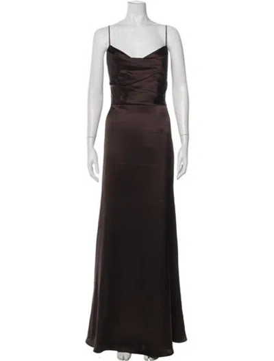 Pre-owned Watters Cowl Neck Long Dress In Brown