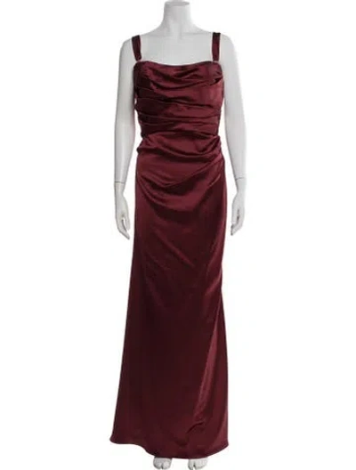 Pre-owned Watters Cowl Neck Long Dress In Burgundy
