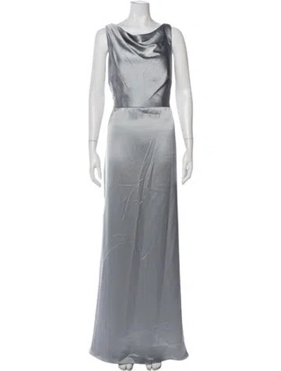 Pre-owned Watters Cowl Neck Long Dress In Gray