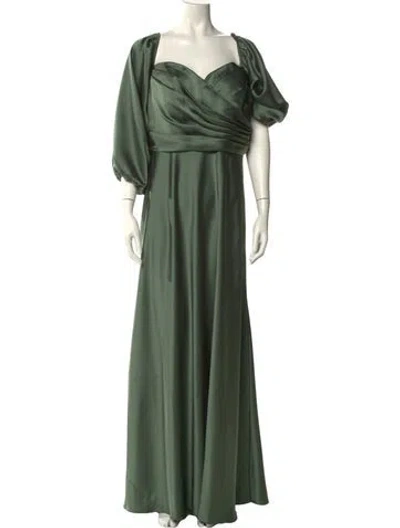 Pre-owned Watters Cowl Neck Long Dress In Green