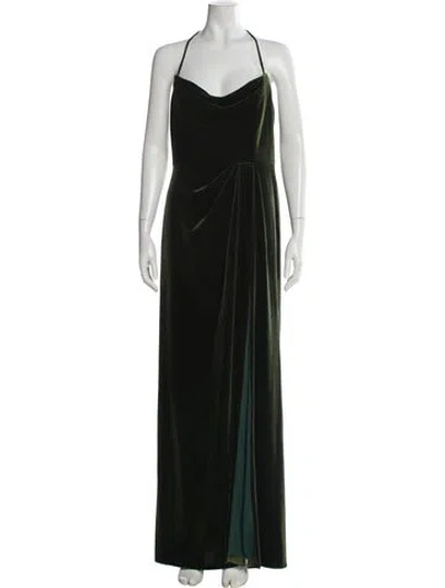 Pre-owned Watters Cowl Neck Long Dress In Green