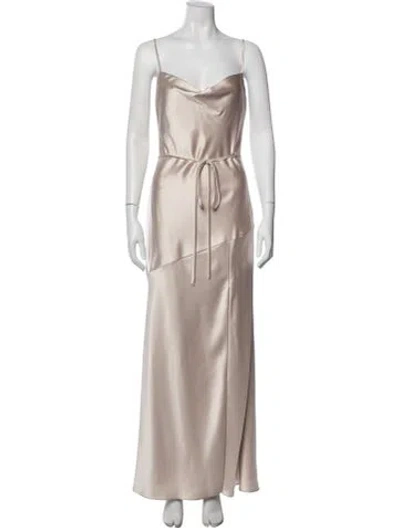 Pre-owned Watters Cowl Neck Long Dress In Neutral