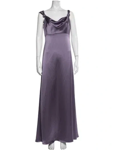 Pre-owned Watters Cowl Neck Long Dress In Purple