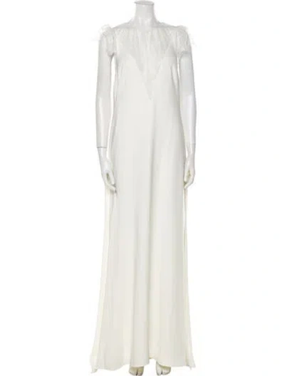 Pre-owned Watters Crew Neck Long Dress In Neutral