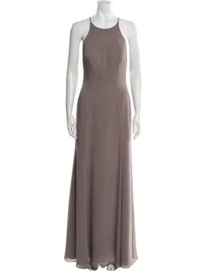 Pre-owned Watters Crew Neck Long Dress In Neutral