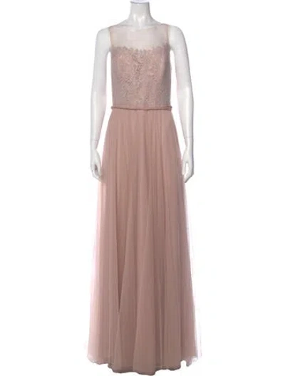 Pre-owned Watters Crew Neck Long Dress In Pink