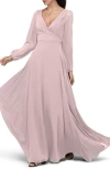 Watters Donna Luxe Chiffon Surplice A-line Gown In Buff