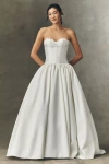 Watters Emmaretta Strapless Drop-waist Ball-skirt Wedding Gown In White