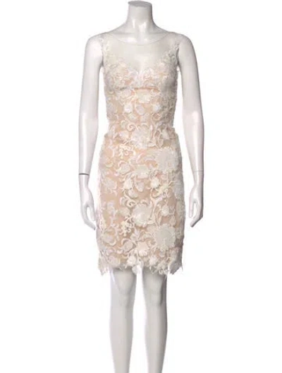 Pre-owned Watters Floral Print Mini Dress In Neutral
