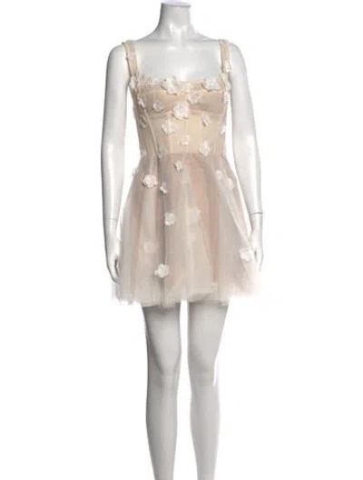 Pre-owned Watters Floral Print Mini Dress In Neutral
