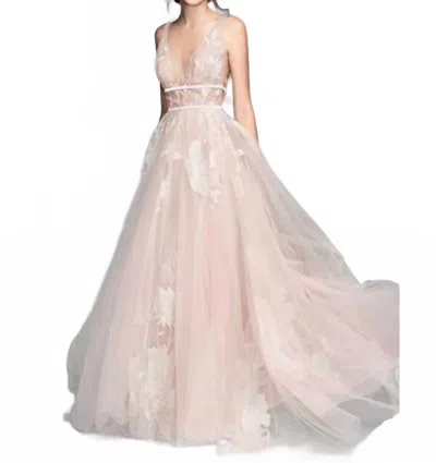 Watters Galatea Plunging Neckline Wedding Dress In Moscato In Pink