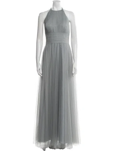 Pre-owned Watters Halterneck Long Dress In Blue