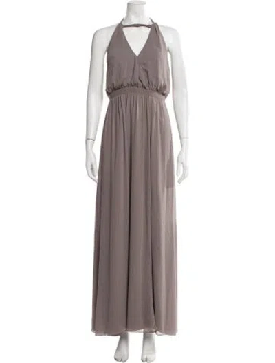 Pre-owned Watters Halterneck Long Dress In Brown