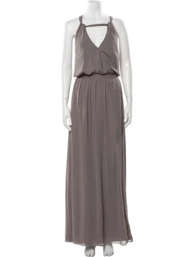 Pre-owned Watters Halterneck Long Dress In Brown