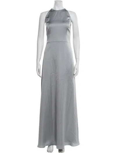 Pre-owned Watters Halterneck Long Dress In Gray