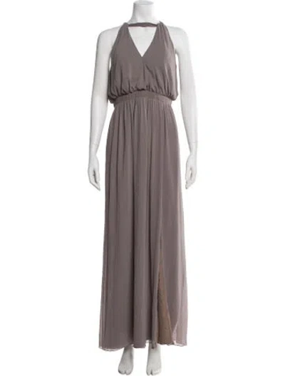 Pre-owned Watters Halterneck Long Dress In Neutrals